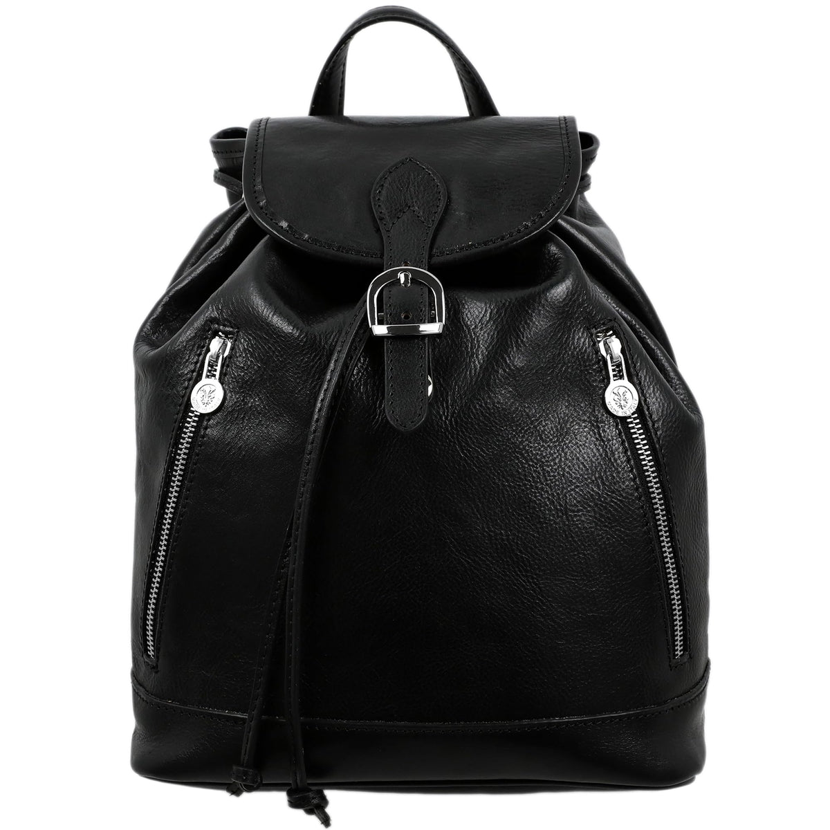 Time Resistance Ladies Leather Backpack - Small Business Casual Fashion Backpack for Women (Black)
