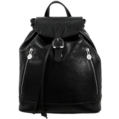Time Resistance Ladies Leather Backpack - Small Business Casual Fashion Backpack for Women (Black)