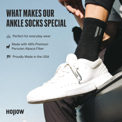 HOLLOW Alpaca Moisture Wicking Socks Men & Women Ankle Socks - Athletic 4PK
