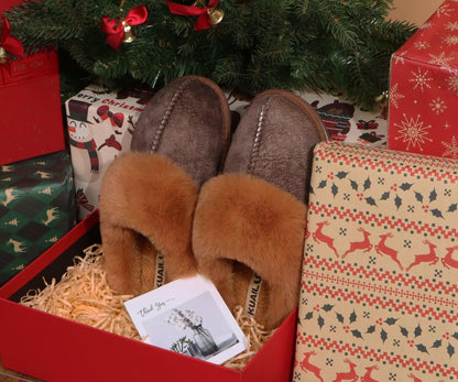 KuaiLu Womens Cozy Memory Foam Slippers Ladies Fuzzy Faux Fur Lined Warm Arch Support House Shoes Slip on Comfy Winter Scuff Indoor Outdoor Rubber Hard Sole Orthotic Plush Bedroom Brown Size 8