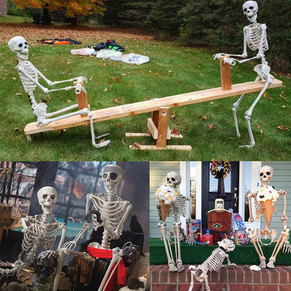 5.5 FT Skeleton Halloween Decorations, Posable Full Body Life-Size Skeleton Prop with Movable Joints for Halloween Decorations Haunted House Outdoor Yard Prop