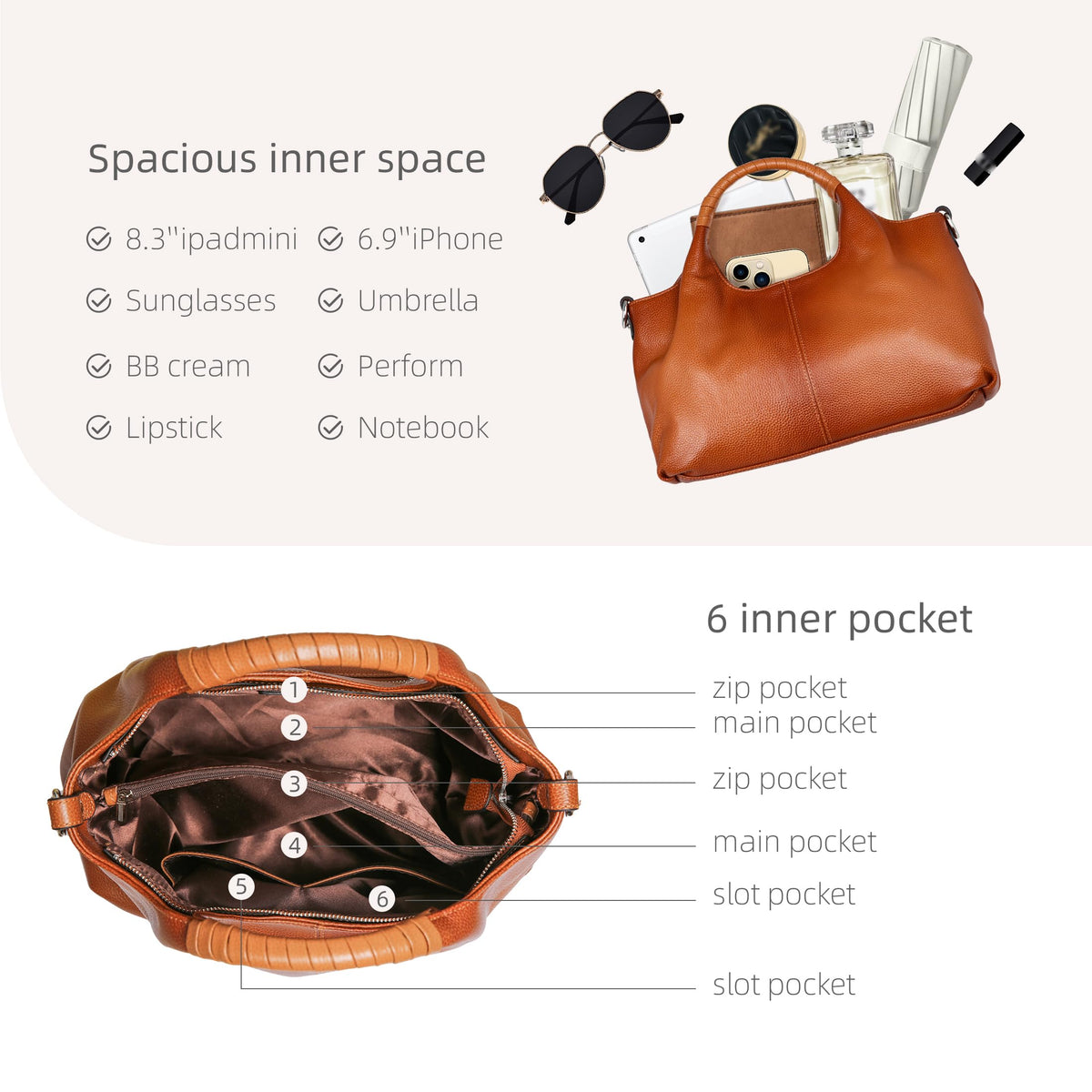 Iswee Leather Purses for Women Satchel Bag Crossbody Handbag Hobo Tote Bags