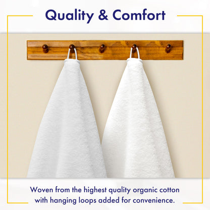 Alusa Home 100% Organic Zero-Twist Cotton Towels - GOTS Certified Luxury Bath Towels - Ultra Soft & Plush 700GSM Long-Staple Cotton - 6 Piece Towel Set (White)