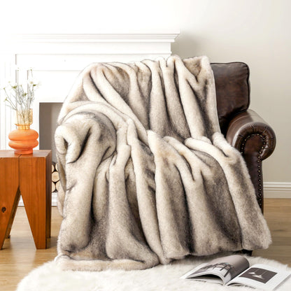 BATTILO Luxury Large Faux Fur Throw Blanket for Couch, 60"x80", Thick