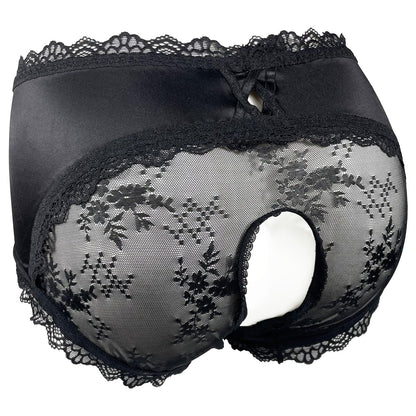 Cadiwe Femboy Sissy Black Mens Pouch Panties Men's Hipster Panty Lace Bikini Briefs Lingerie Underwear For Men-Manties-(Black-Open-L)