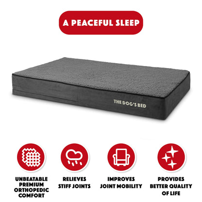 The Dog’s Bed Orthopedic Memory Foam Dog Bed, XL Grey Plush, Pain Relief for Arthritis, Hip & Elbow Dysplasia, Post Surgery, Lameness, Supportive, Calming, Waterproof Washable Cover