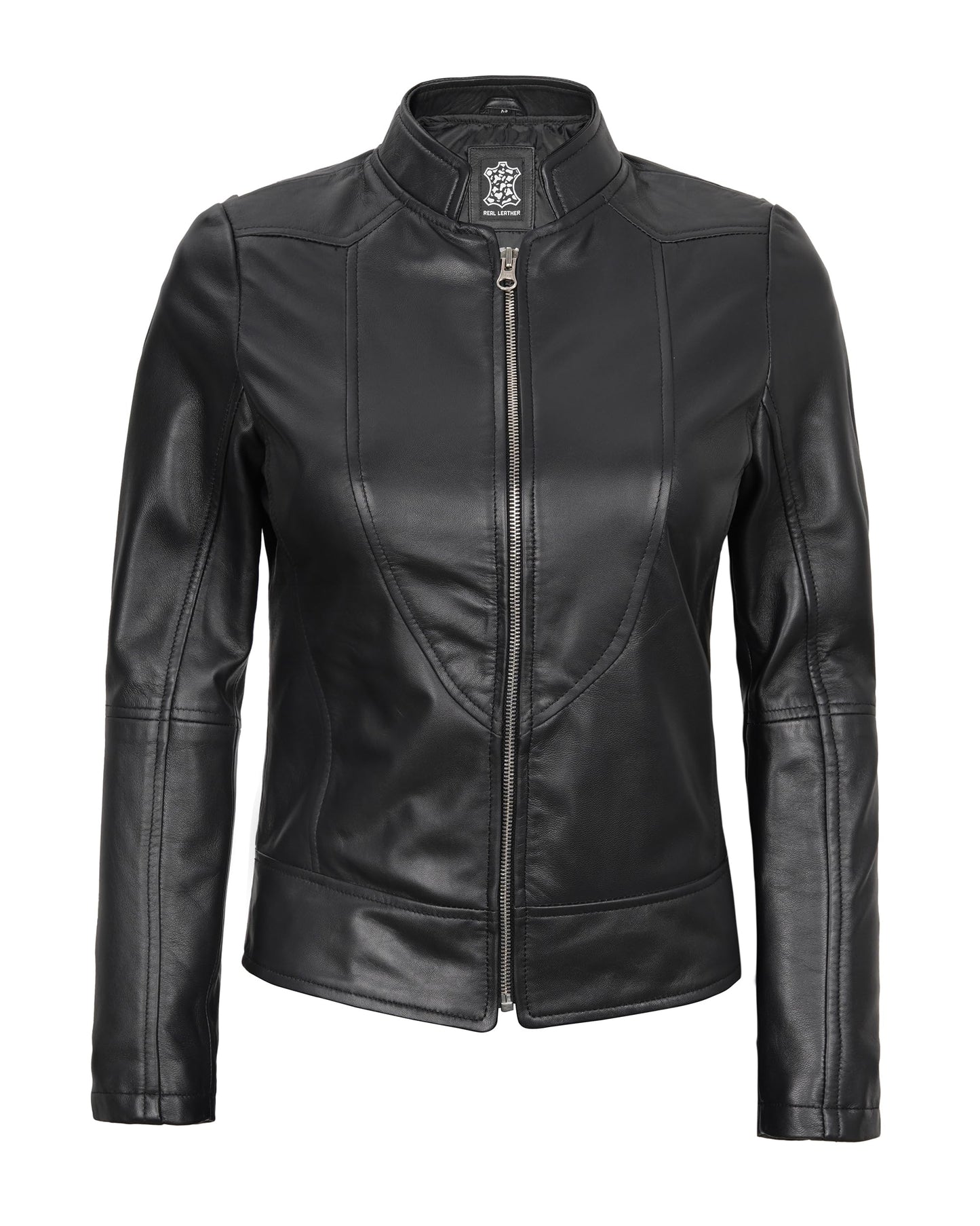 Decrum Genuine Leather Jacket Women - Leather Biker Jacket Women | [1300873] Amy Black, M