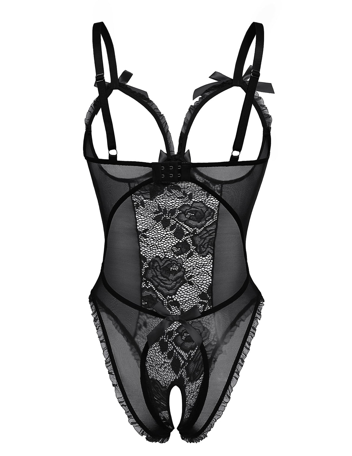Avidlove Women One Piece Lingerie Sexy Lace Babydoll Mini Bodysuit A-black