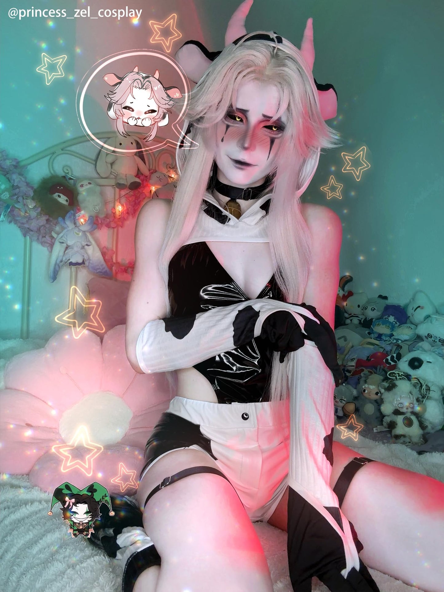 Men Cow Kawaii Animal Lingerie Sissy Cosplay Costume(White, S)Bc for