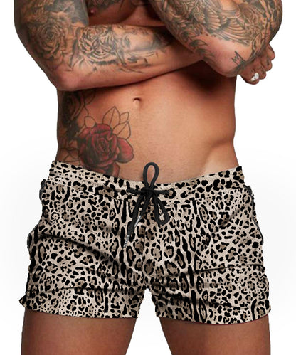 COOFANDY Men's Swim Trunk Quick Dry Swimwear Mesh Lining Bathing Suit Swimsuit Board Beach Sport Short Leopard Print/XXL