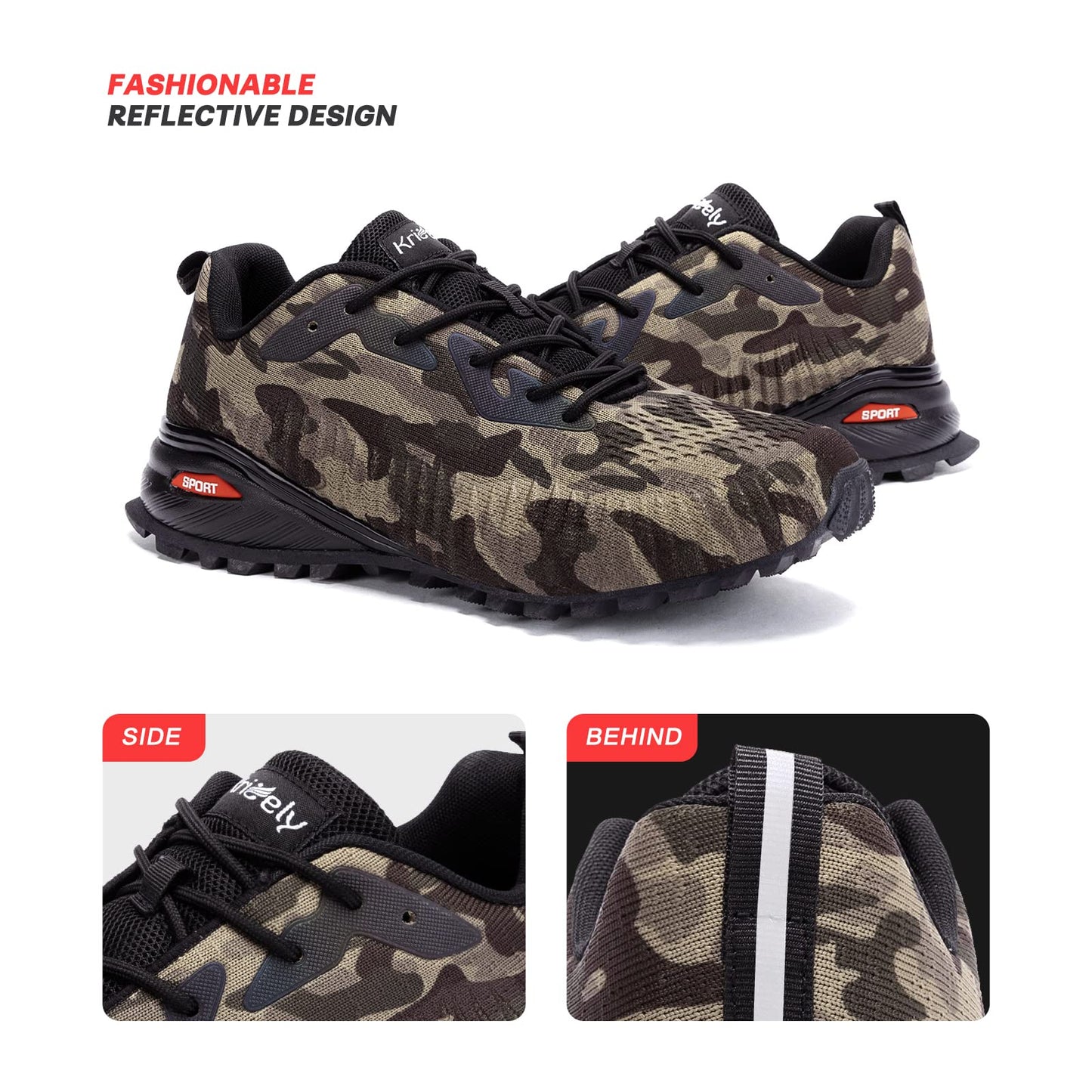 Kricely Men's Trail Running Shoes Fashion Hiking Sneakers for Men Camo Tennis Cross Training Shoe Mens Casual Outdoor Walking Footwear Size 10