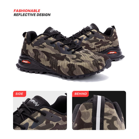 Kricely Men's Trail Running Shoes Fashion Hiking Sneakers for Men Camo Tennis Cross Training Shoe Mens Casual Outdoor Walking Footwear Size 10