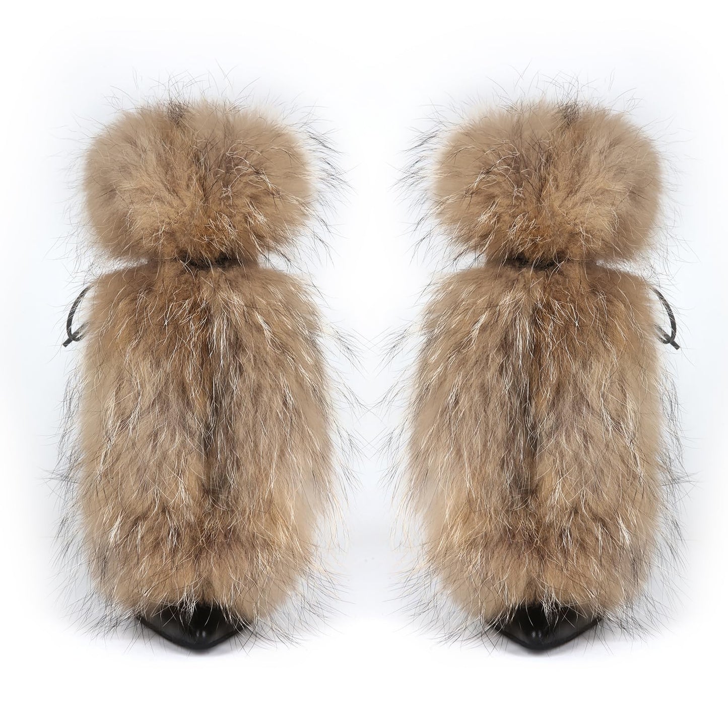 Maiosfy Furry Pointed Stiletto Heels with Straps Large Size Ankle Boots Heavy-Duty Soft Faux Fur Shoes Clubwear for Party Evening Footwear Unisex