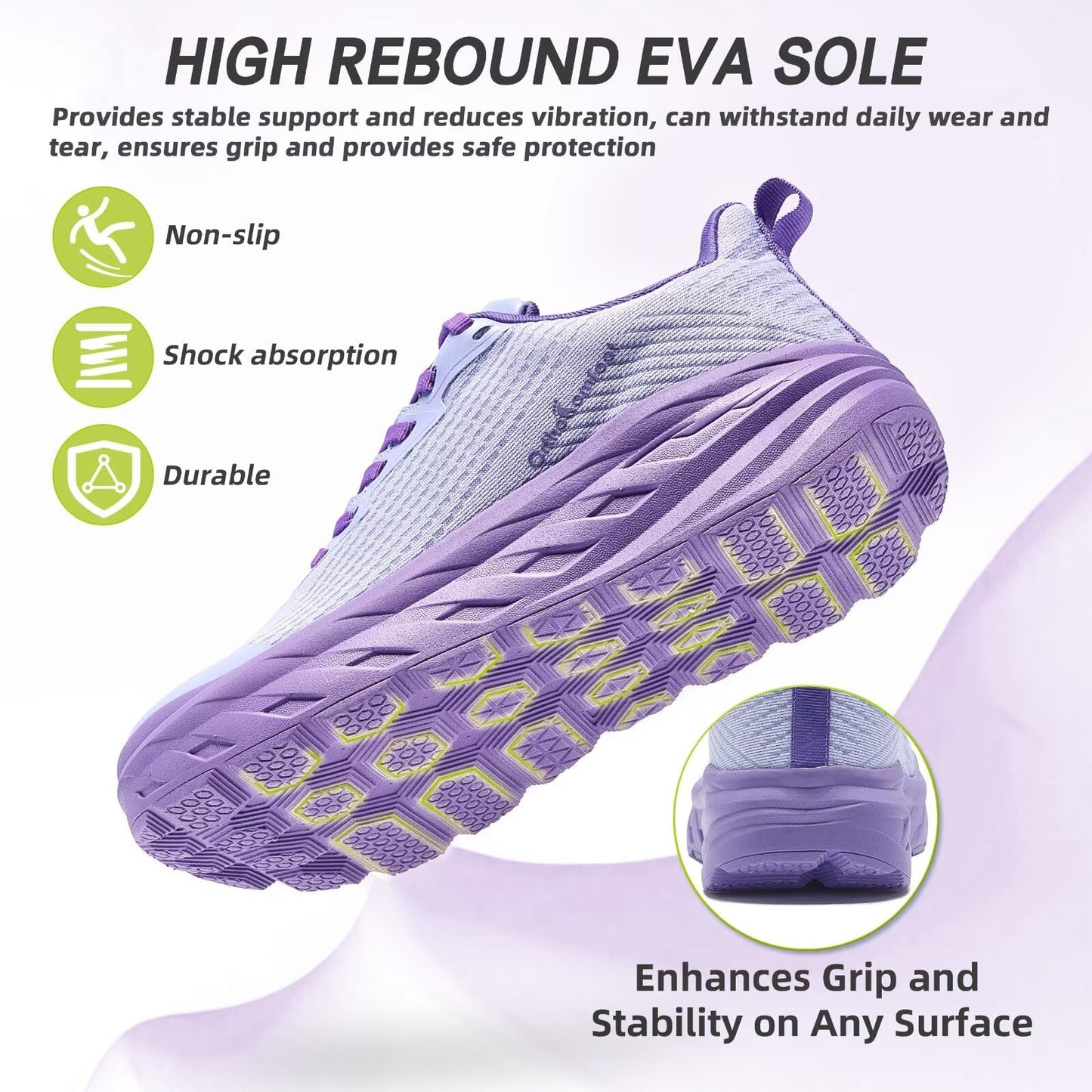 Women's Orthopedic Diabetic Wide Sneakers: Soft Arch Support Recovery Heel Spur Standing Sneakers, Fashion Plantar Fasciitis Hammer Toes Flat Feet Thick Sole Sports Shoes Purple Size 9