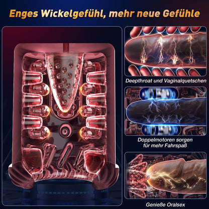 Masturbieren für Männer Masturbator Zungenleck 12s Penispumpe, Sex Spielzeug für die Männer 7 Saugen Rotierend Teleskopfunktion Taschenmuschi, Masturbatoren Vergrößerer APP Control Sex Toys