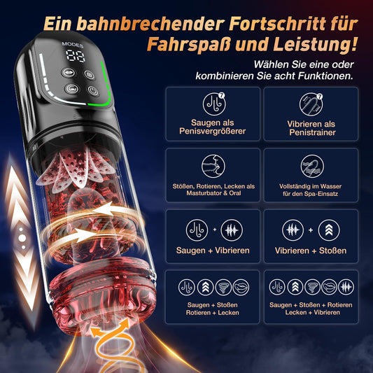 Masturbieren für Männer Masturbator Zungenleck 12s Penispumpe, Sex Spielzeug für die Männer 7 Saugen Rotierend Teleskopfunktion Taschenmuschi, Masturbatoren Vergrößerer APP Control Sex Toys