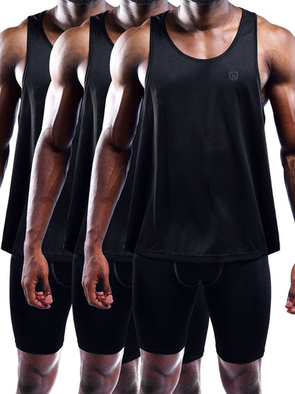 NELEUS Men's 3 Pack Dry Fit Y-Back Muscle Tank Workout Gym Shirt,5031,Black,XL
