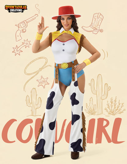 Spooktacular Creations 4 Pc Halloween Cowgirl Costume for Women，Halloween Costume  - Toy Story inspired Cowgirl