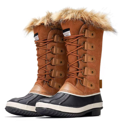 Project Cloud Womens Snow Boots - Genuine Leather Memory Foam Insole Fur Mid-Calf Winter Snow Boots for Women Footwear - Lightweight Non-Slip Outdoor Shoes (Ventura,TAN,7)