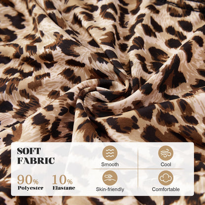 GENEMEN Mens Double Waist Underwear Sexy Animal Print Briefs (Leopard Khaki, L)