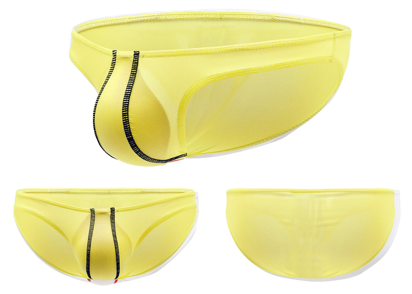 Newsywell Men's Ice Silk Bikini Low Rise Bulge Soft Slim Fit Breathable Athletic Briefs Underwear Yellow X-Large