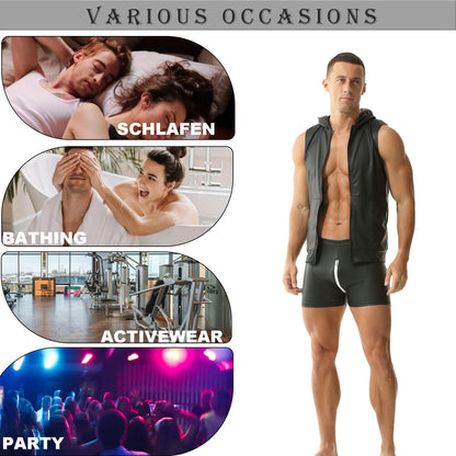 Men's PU Leather Sleeveless Vest Wet Look Undershirt with Zipper Closure Muscle Shirt for Motorcycle