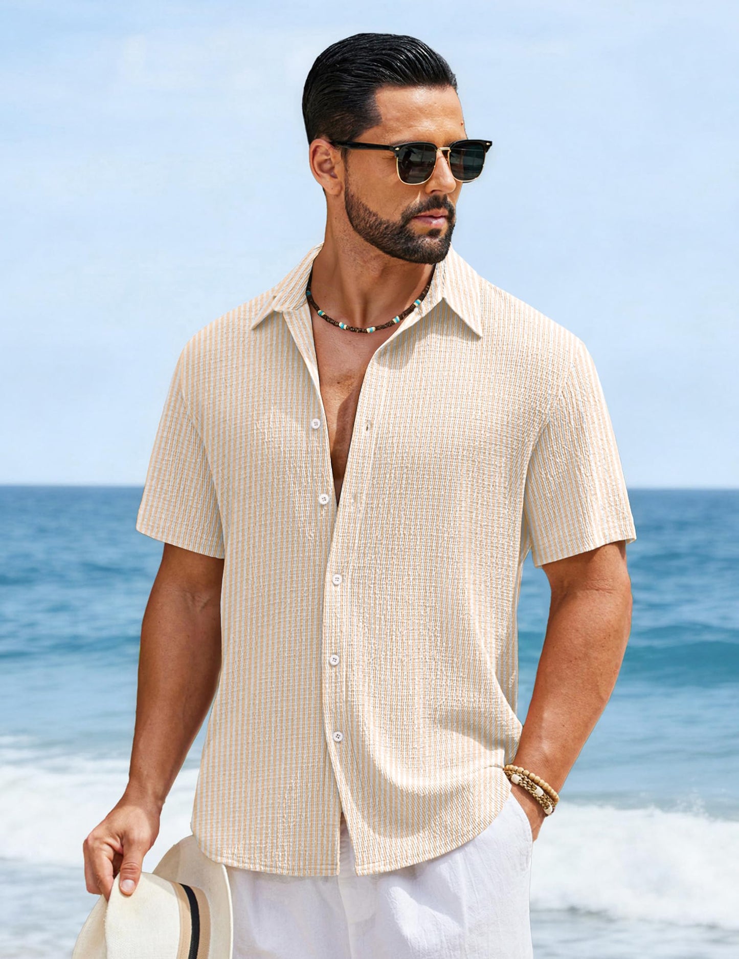 COOFANDY Mens Button Down Short Sleeve Shirt Casual Shirts Textured Summer Shirts for Men