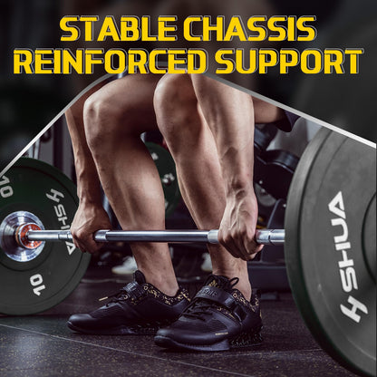 MANUEKLEAR Strong Anti-Slip Deadlift Lifting Squat Shoes for Men, Professional Training Weightlifting Shoes for Men and Women with Rubber Non-Slip Sole Obsidian Black