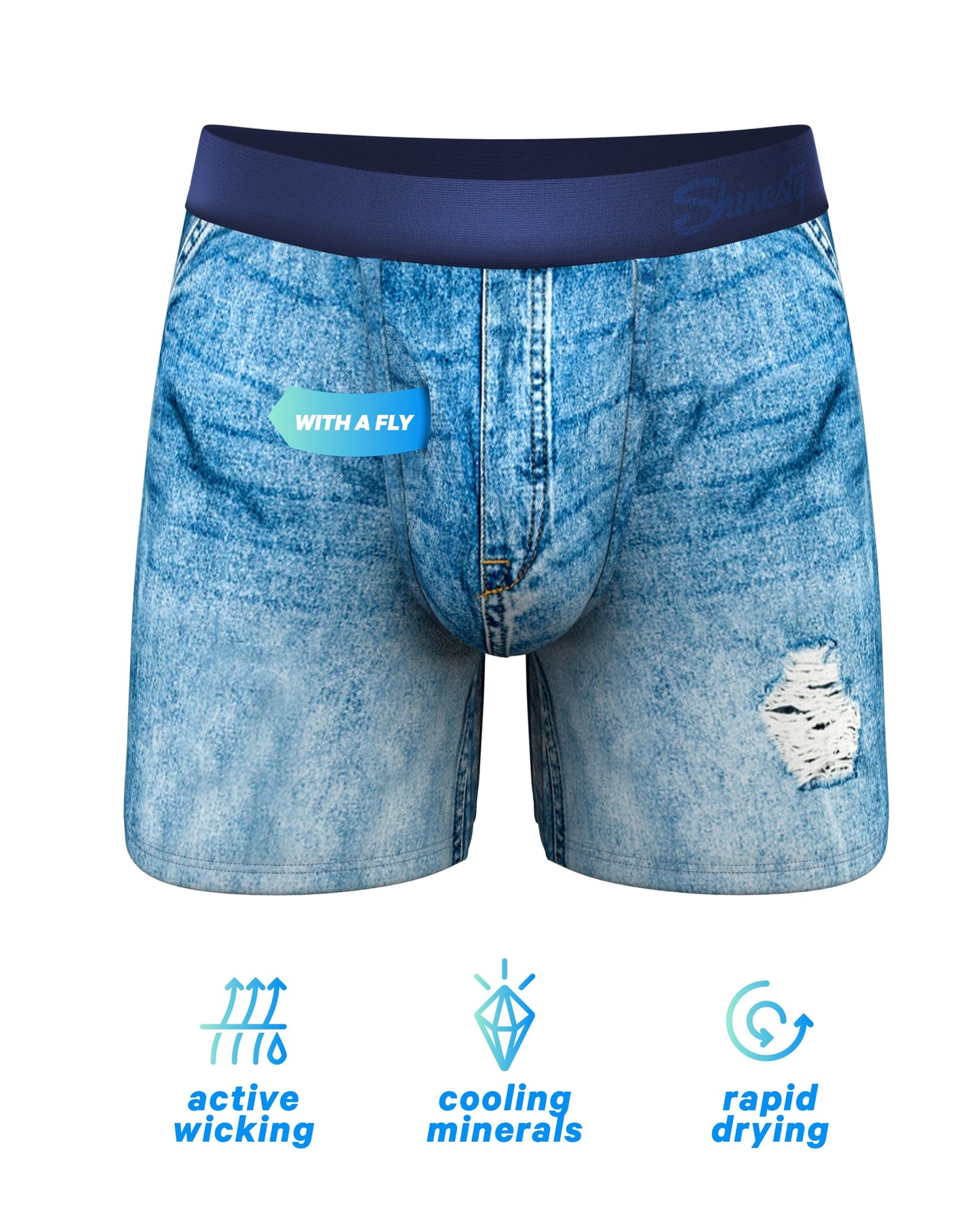 Shinesty paradICE Hammock Support Pouch Underwear | Boxer Briefs Cooling | Performance Wicking Breathable | US XL Denim