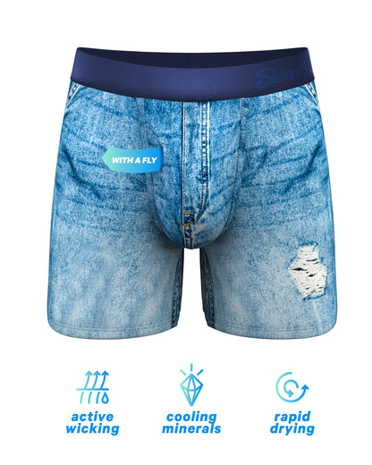 Shinesty paradICE Hammock Support Pouch Underwear | Boxer Briefs Cooling | Performance Wicking Breathable | US XL Denim