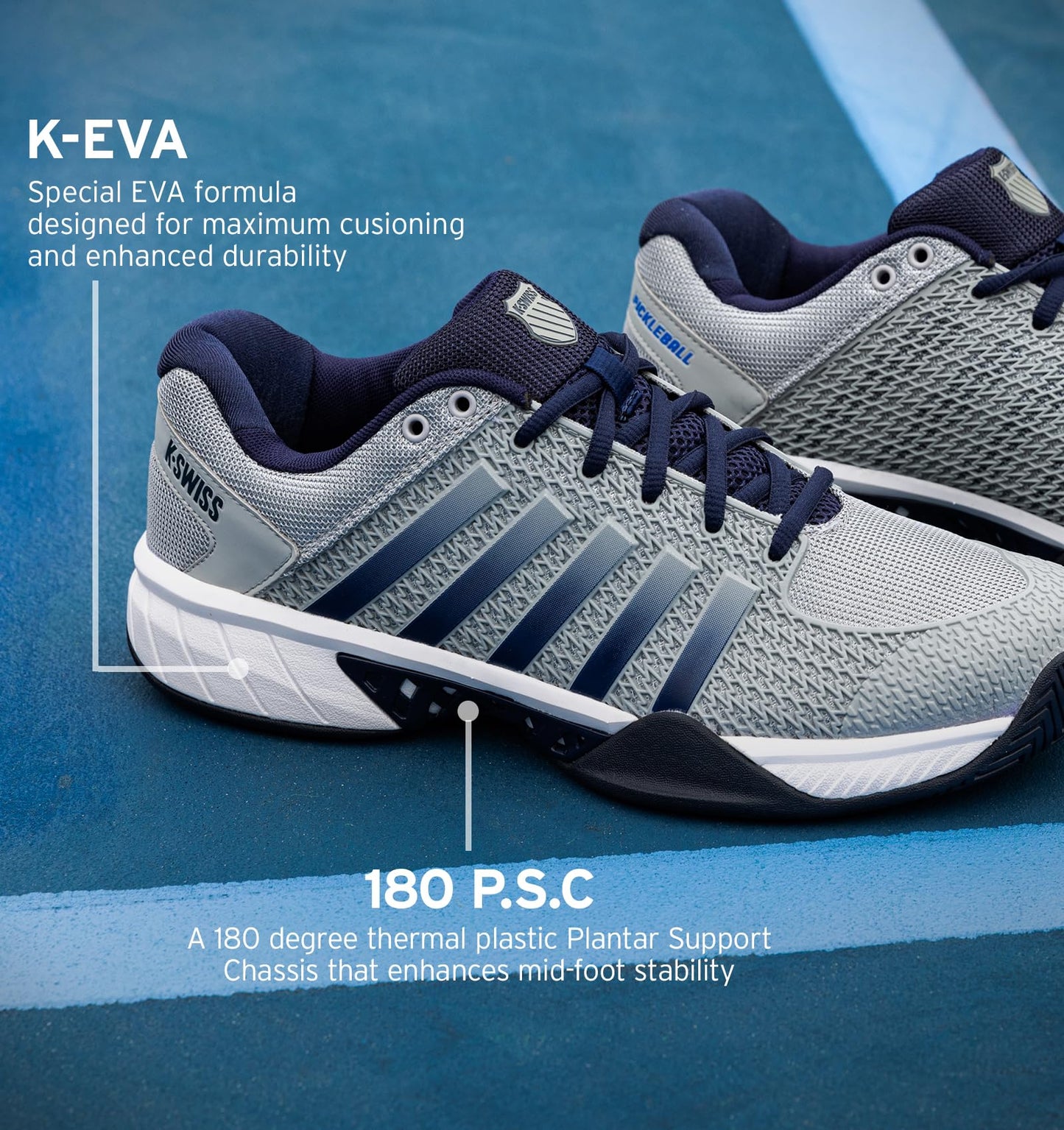 K-Swiss Men's Express Light Pickleball Shoe, Highrise/Navy, 11.5 M