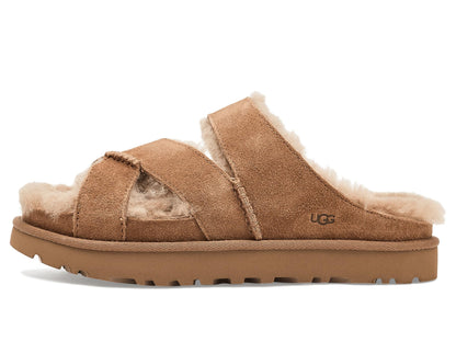 UGG Women's Greenport Cross Strap Slide Slipper, Chestnut, 7