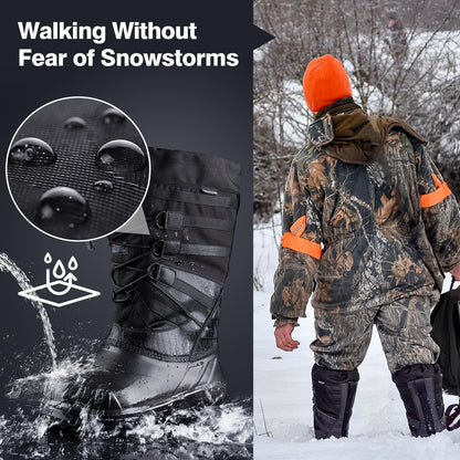FREE SOLDIER Snow Boots for Men Waterproof Anti-slip 3M Lining Lightweight Tall Outdoor Warm Winter Work Boots (Black 10)