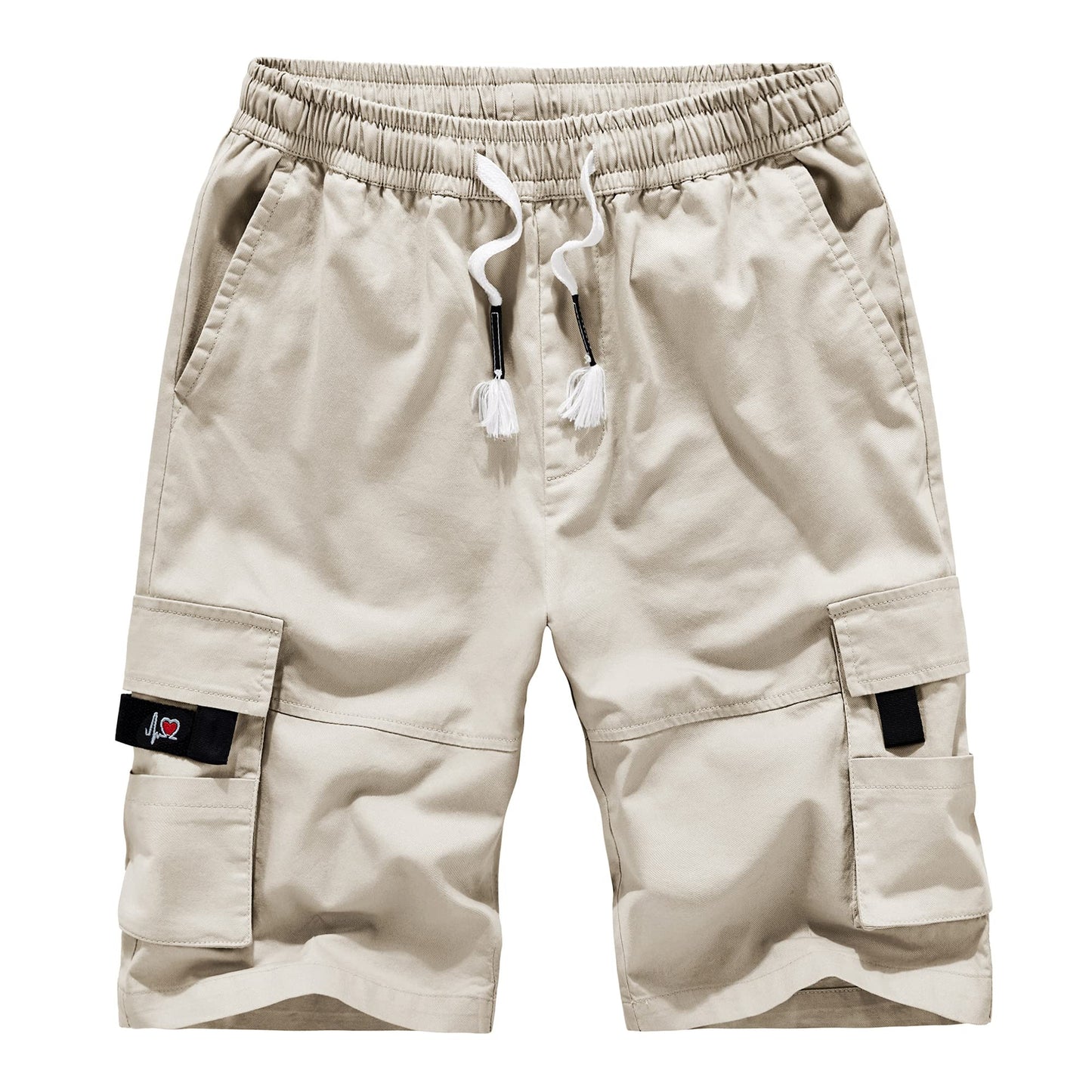 APTRO Men's Elastic Waistband Cotton Cargo Shorts Relaxed Fit Summer Casual Shorts A901 Beige L
