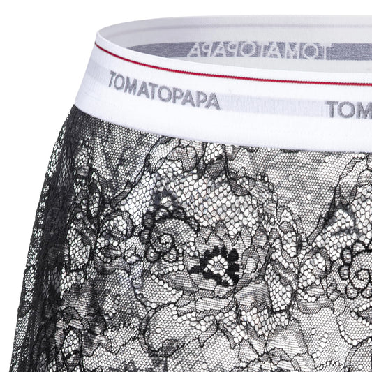 TOMATOPAPA Men's Italian Style Lace Boxer Briefs, Loose See-Through Mesh Underwear, Breathable and Quick-Drying Casual Athletic Boxer Briefs, Suitable for Daily, Leisure and Sleeping Wear
