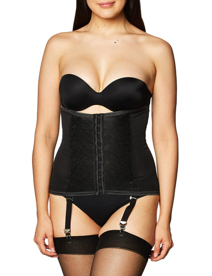 Rago Style 21 Waist Trainer Girdle with Garters | Firm Control Power Net | Made in USA | Contour Bands + Flexible Boning | Black / 2X/34