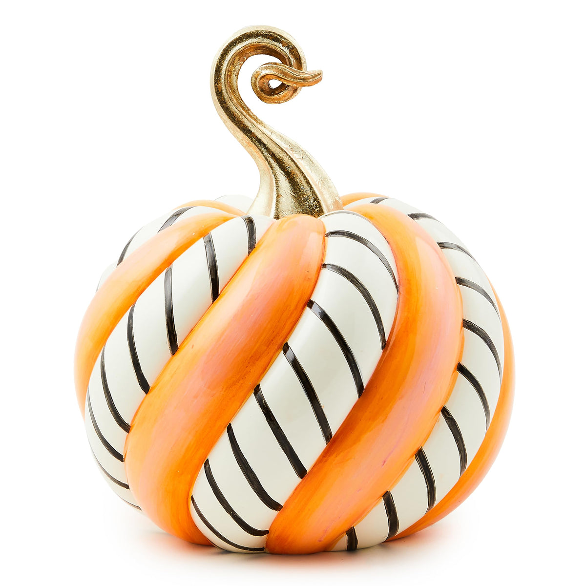 MACKENZIE-CHILDS Resin Pumpkin, Medium, Trick or Treat Candy Swirl