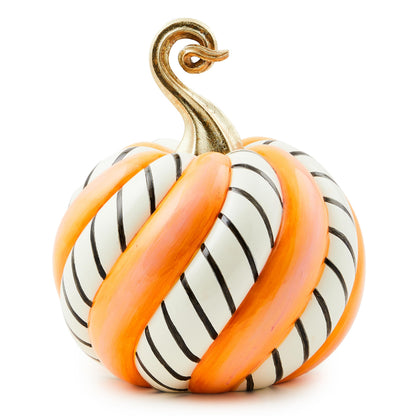 MACKENZIE-CHILDS Resin Pumpkin, Medium, Trick or Treat Candy Swirl