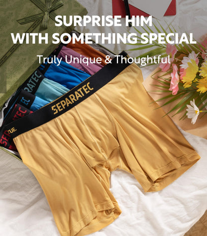 Separatec Dual Pouch Mens Underwear Breathable Cooling Rayon Made from Bamboo Underwear Men, Boxer Briefs and Trunks 7 Pack（M,Assorted Colors）