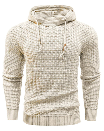 Zaitun Mens Hooded Sweatshirt Long Sleeve Solid Knitted Hoodie Pullover Sweater Khaki