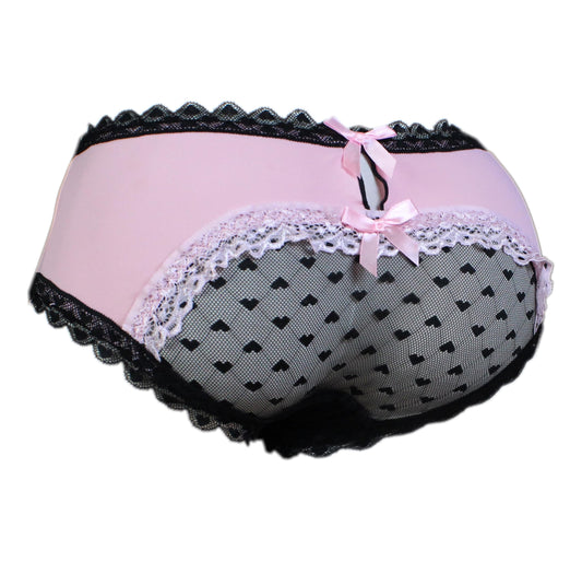 Sissy Pouch Panties Men's Hipster Lace Bikini Briefs Lingerie Underwear,L Pink