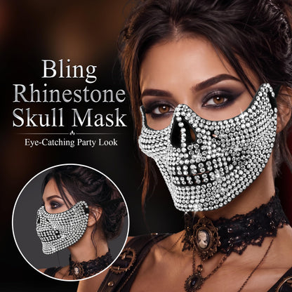 Bling Rhinestone Skull Half Mask, Rhinestone Halloween Face Mask