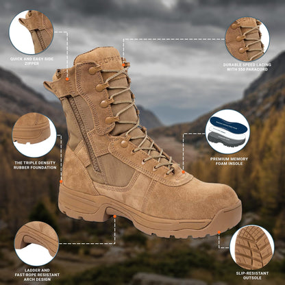 Propper Men's Series 100 Side Zip Comp Toe Coyote Boot Combat, 6
