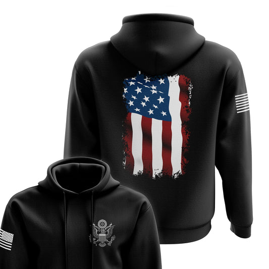 Tactical Pro Supply Patriotic Heavyweight Pullover Hoodie for Men and Women, Waving Flag Hoodie - XL