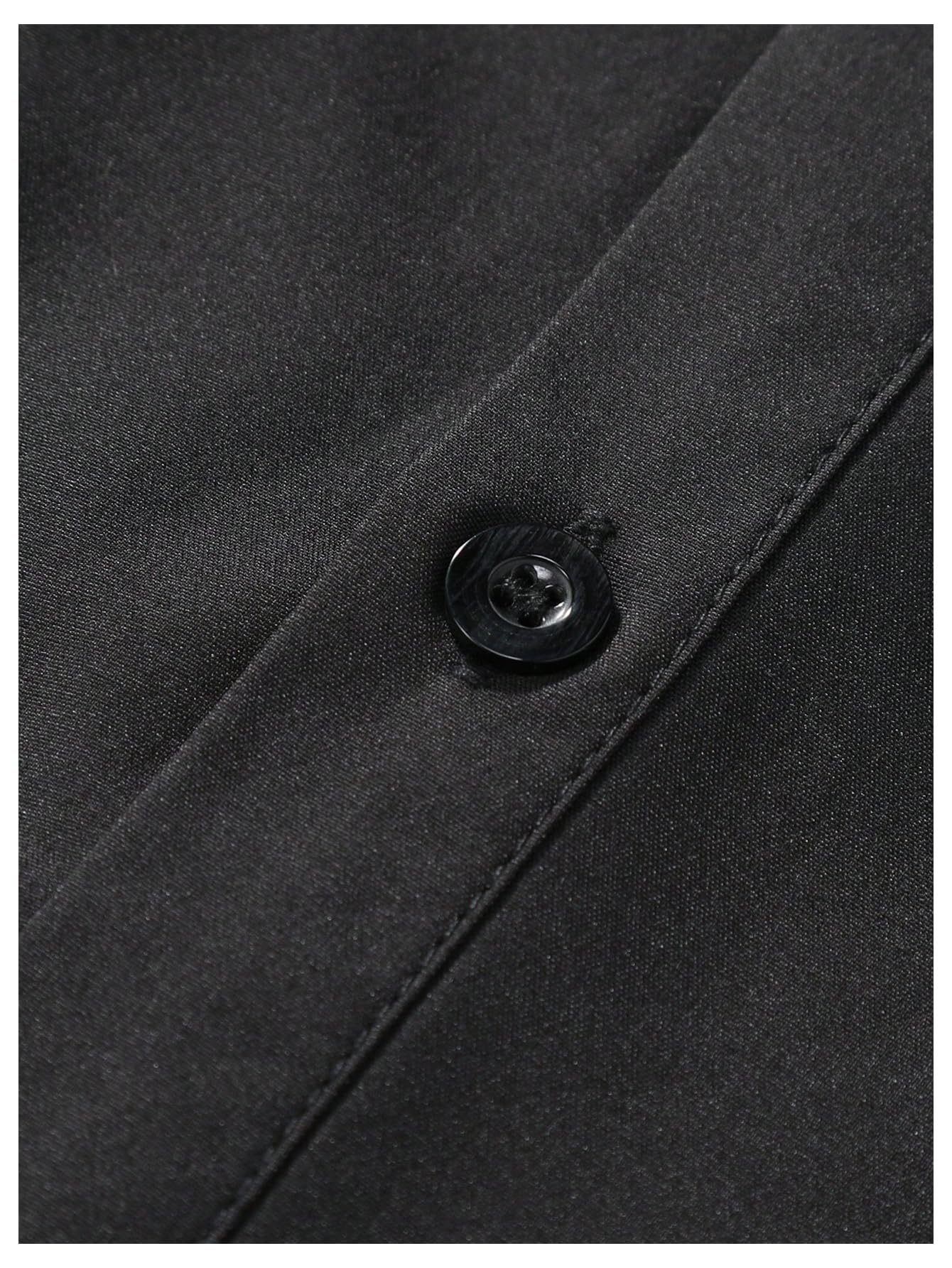 WDIRARA Men's Lace Mesh Button Down Shirts Short Sleeve Collared Party Shirt Summer Tops Black Small