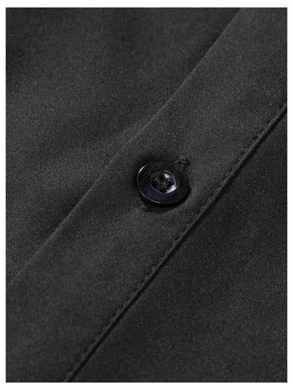 WDIRARA Men's Lace Mesh Button Down Shirts Short Sleeve Collared Party Shirt Summer Tops Black Small