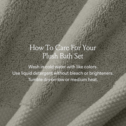 BOLL & BRANCH Plush Bath Sheet Set - Stone - 6 Piece - Includes 2 Oversized Bath Sheets, 2 Hand Towels & 2 Washcloths - 100% Organic Cotton - Ultra Soft & Luxurious - Quick Absorbing