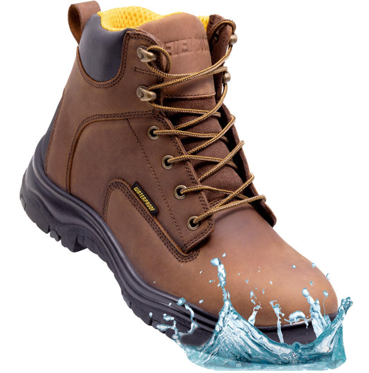EVER BOOTS Waterproof Work Boots for Men, Hiking, Zapatos de Trabajo (6, Dark Brown)