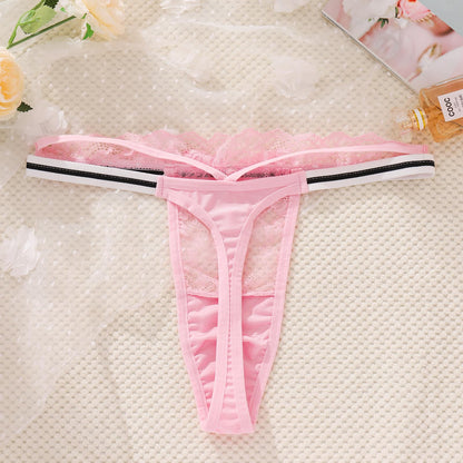 Men's Lace Thong, Sheer Pouch Strappy T-Back, Crossdressing Lingerie ABAFIP