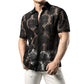 JOGAL Mens Floral Lace Shirt See Through Casual Button Down Shirts Dull Black X-Large